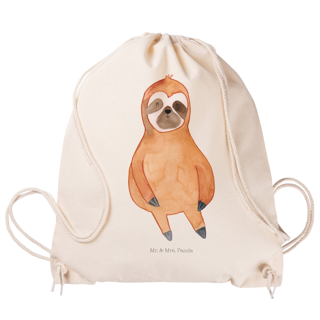 Sportbeutel Faultier Zufrieden Turnbeutel, Beutel, Sporttasche, Tasche, Stoffbeutel, Faultier, Faultier Geschenk, Faultier Deko, Faultiere, faul, Lieblingstier, Pause, relaxen, Glück, glücklich, zufrieden, happy, Zufriedenheit, Gelassenheit, Ruhe, Frieden