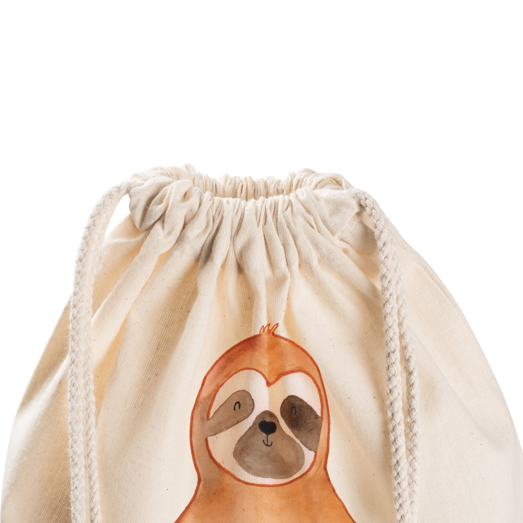 Sportbeutel Faultier Zufrieden Turnbeutel, Beutel, Sporttasche, Tasche, Stoffbeutel, Faultier, Faultier Geschenk, Faultier Deko, Faultiere, faul, Lieblingstier, Pause, relaxen, Glück, glücklich, zufrieden, happy, Zufriedenheit, Gelassenheit, Ruhe, Frieden