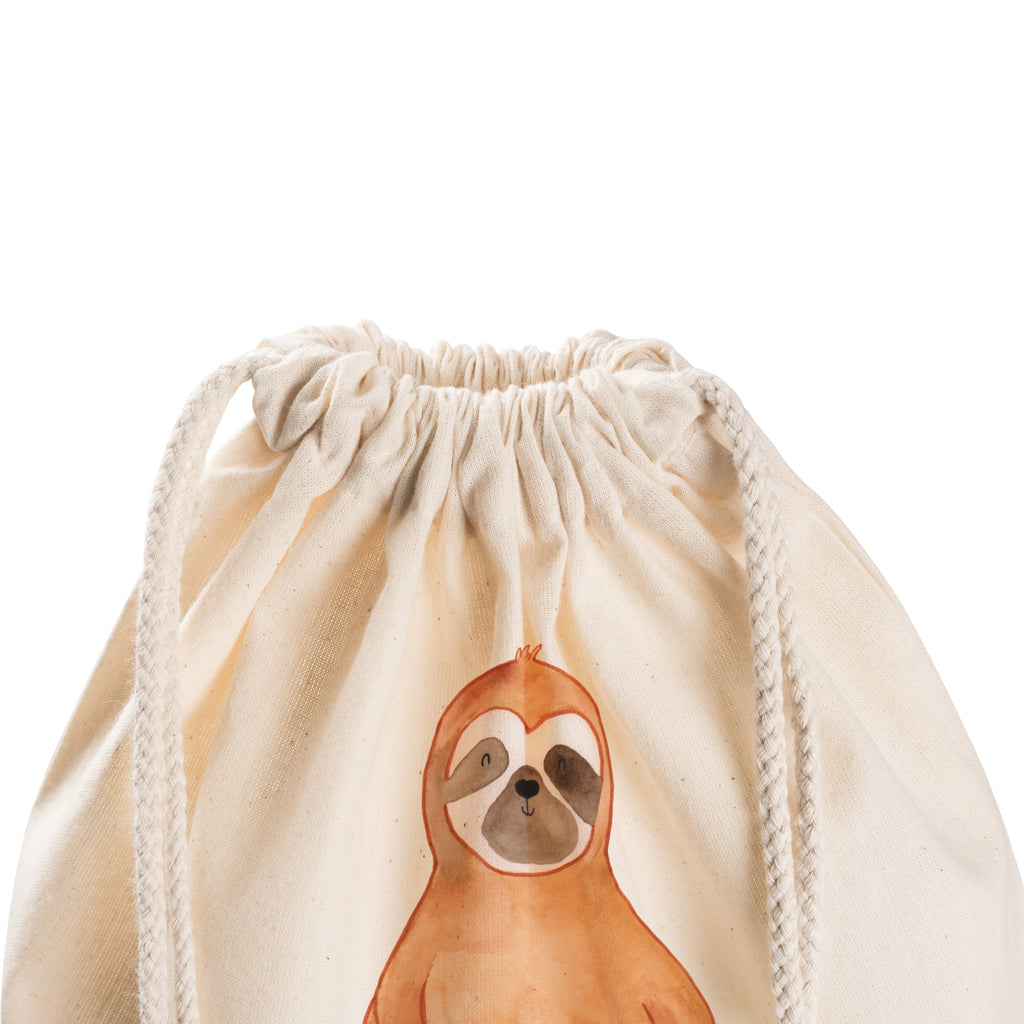 Sportbeutel Faultier Zufrieden Turnbeutel, Beutel, Sporttasche, Tasche, Stoffbeutel, Faultier, Faultier Geschenk, Faultier Deko, Faultiere, faul, Lieblingstier, Pause, relaxen, Glück, glücklich, zufrieden, happy, Zufriedenheit, Gelassenheit, Ruhe, Frieden