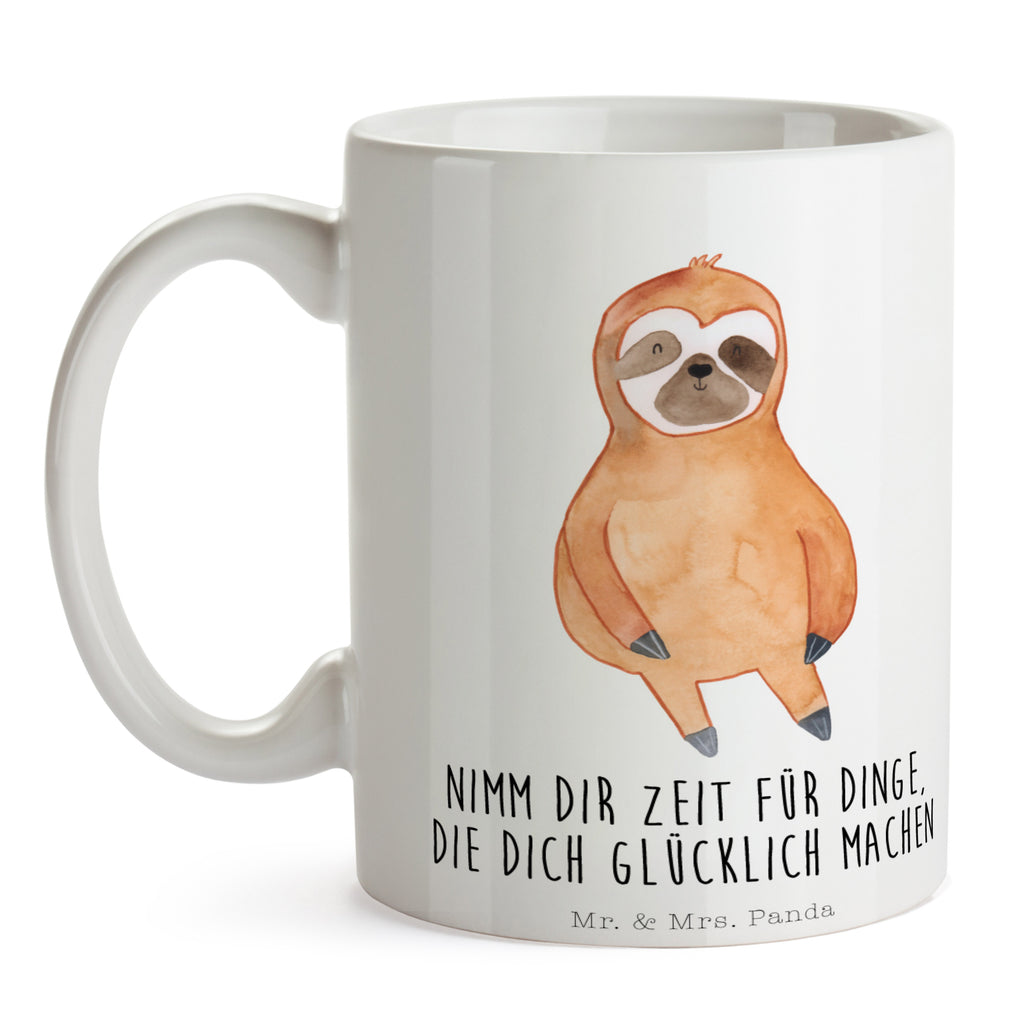 Tasse Faultier Zufrieden Faultier, Faultiere, faul, Lieblingstier, Pause, relaxen, Glück, glücklich, zufrieden, happy, Zufriedenheit, Gelassenheit, Ruhe, Frieden Becher, Kaffeetasse, Kaffeebecher, Tee, Frühstück, Büro  Faultier, Faultier Geschenk, Faultier Deko