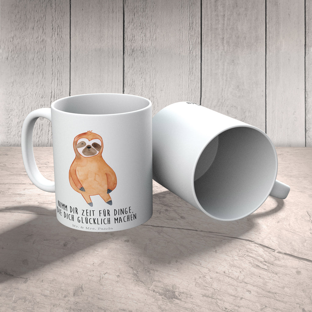 Tasse Faultier Zufrieden Faultier, Faultiere, faul, Lieblingstier, Pause, relaxen, Glück, glücklich, zufrieden, happy, Zufriedenheit, Gelassenheit, Ruhe, Frieden Becher, Kaffeetasse, Kaffeebecher, Tee, Frühstück, Büro  Faultier, Faultier Geschenk, Faultier Deko