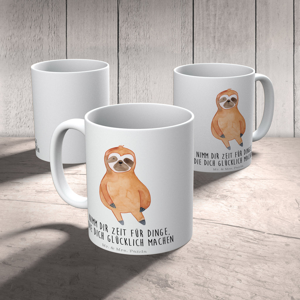 Tasse Faultier Zufrieden Faultier, Faultiere, faul, Lieblingstier, Pause, relaxen, Glück, glücklich, zufrieden, happy, Zufriedenheit, Gelassenheit, Ruhe, Frieden Becher, Kaffeetasse, Kaffeebecher, Tee, Frühstück, Büro  Faultier, Faultier Geschenk, Faultier Deko