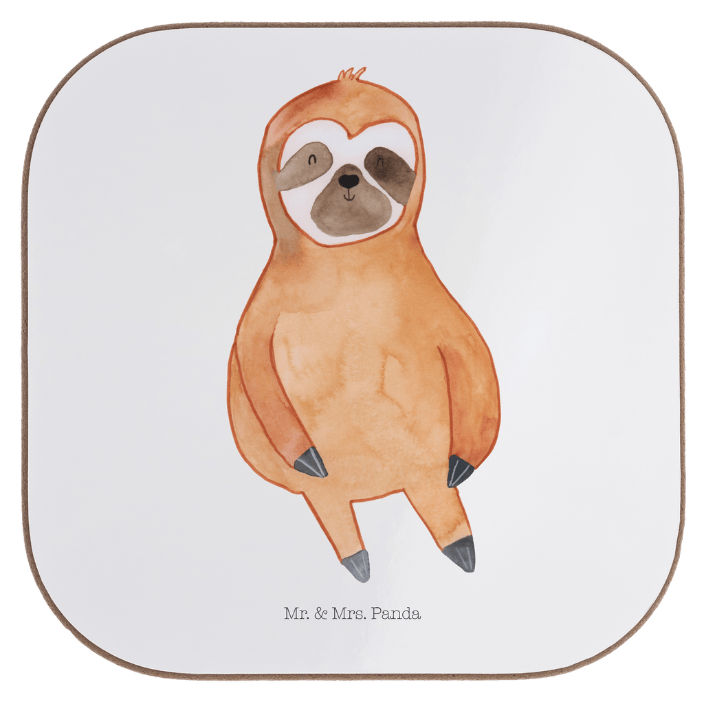 Quadratische Untersetzer Faultier Zufrieden Bierdeckel, Glasuntersetzer, Untersetzer Gläser, Getränkeuntersetzer, Faultier, Faultier Geschenk, Faultier Deko, Faultiere, faul, Lieblingstier, Pause, relaxen, Glück, glücklich, zufrieden, happy, Zufriedenheit, Gelassenheit, Ruhe, Frieden