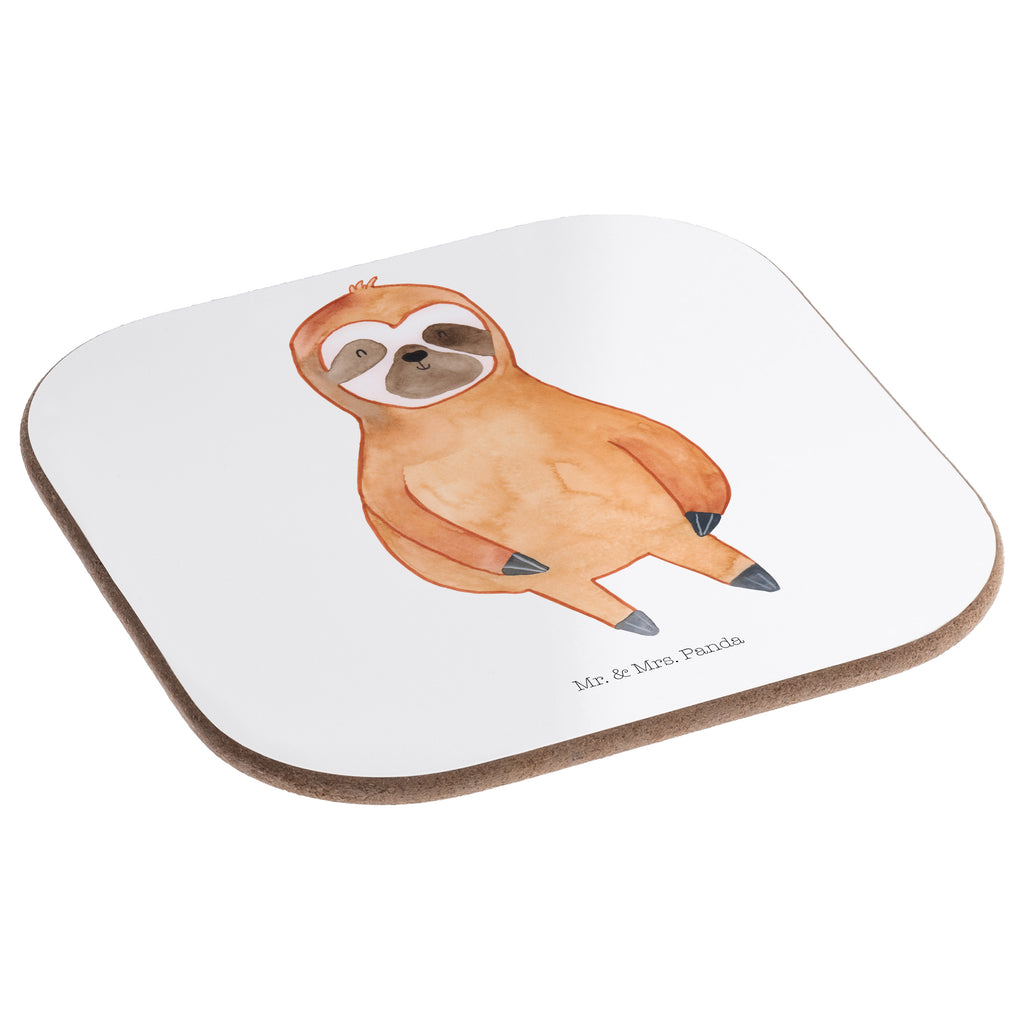 Quadratische Untersetzer Faultier Zufrieden Bierdeckel, Glasuntersetzer, Untersetzer Gläser, Getränkeuntersetzer, Faultier, Faultier Geschenk, Faultier Deko, Faultiere, faul, Lieblingstier, Pause, relaxen, Glück, glücklich, zufrieden, happy, Zufriedenheit, Gelassenheit, Ruhe, Frieden