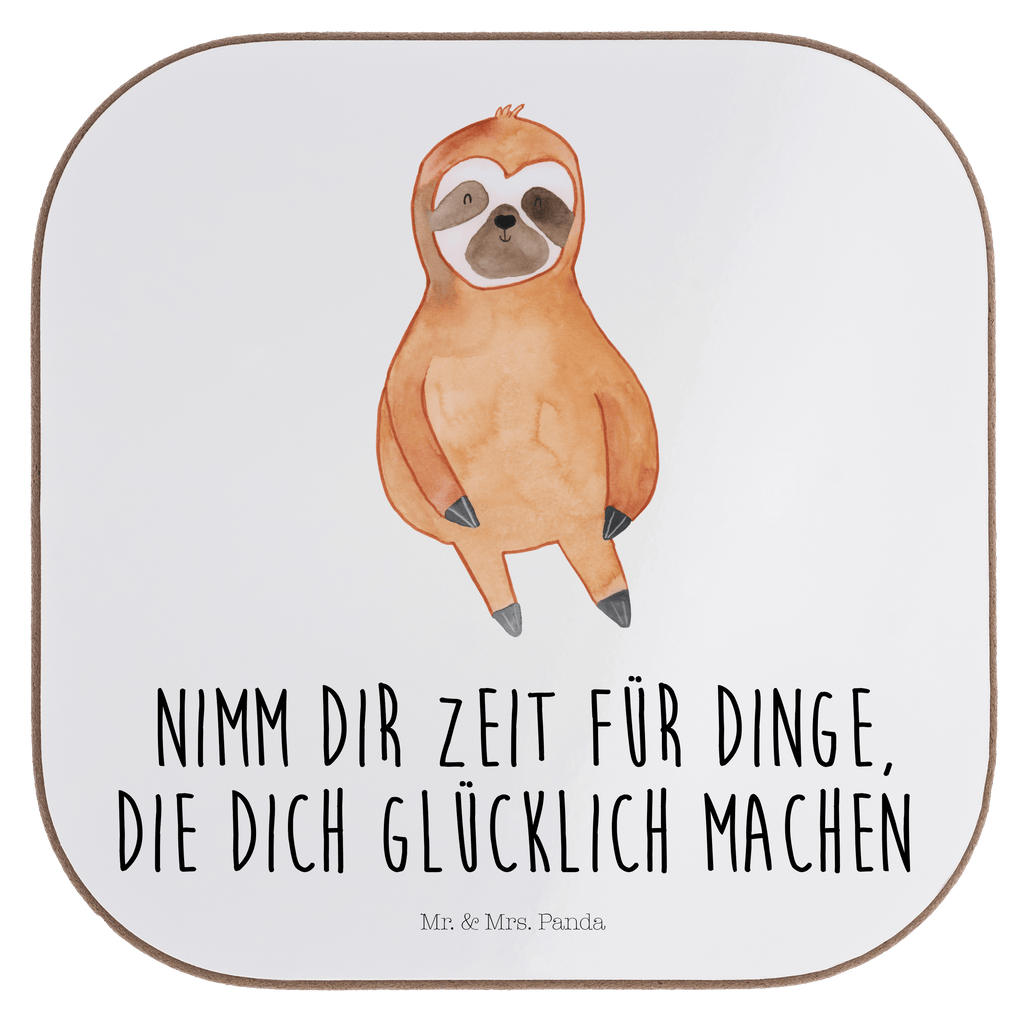 Quadratische Untersetzer Faultier Zufrieden Bierdeckel, Glasuntersetzer, Untersetzer Gläser, Getränkeuntersetzer, Faultier, Faultier Geschenk, Faultier Deko, Faultiere, faul, Lieblingstier, Pause, relaxen, Glück, glücklich, zufrieden, happy, Zufriedenheit, Gelassenheit, Ruhe, Frieden