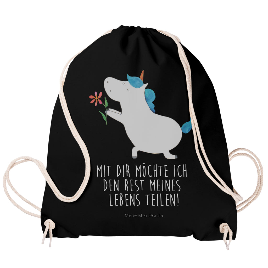 Sportbeutel Einhorn Blume Turnbeutel, Beutel, Sporttasche, Tasche, Stoffbeutel, Einhorn, Einhörner, Einhorn Deko, Pegasus, Unicorn, Liebe, Liebesbeweis, Antrag, Heiratsantrag, Verlobung, Ehepaar, Pärchen, Partner, Freund, Freundin, Ehe, heiraten