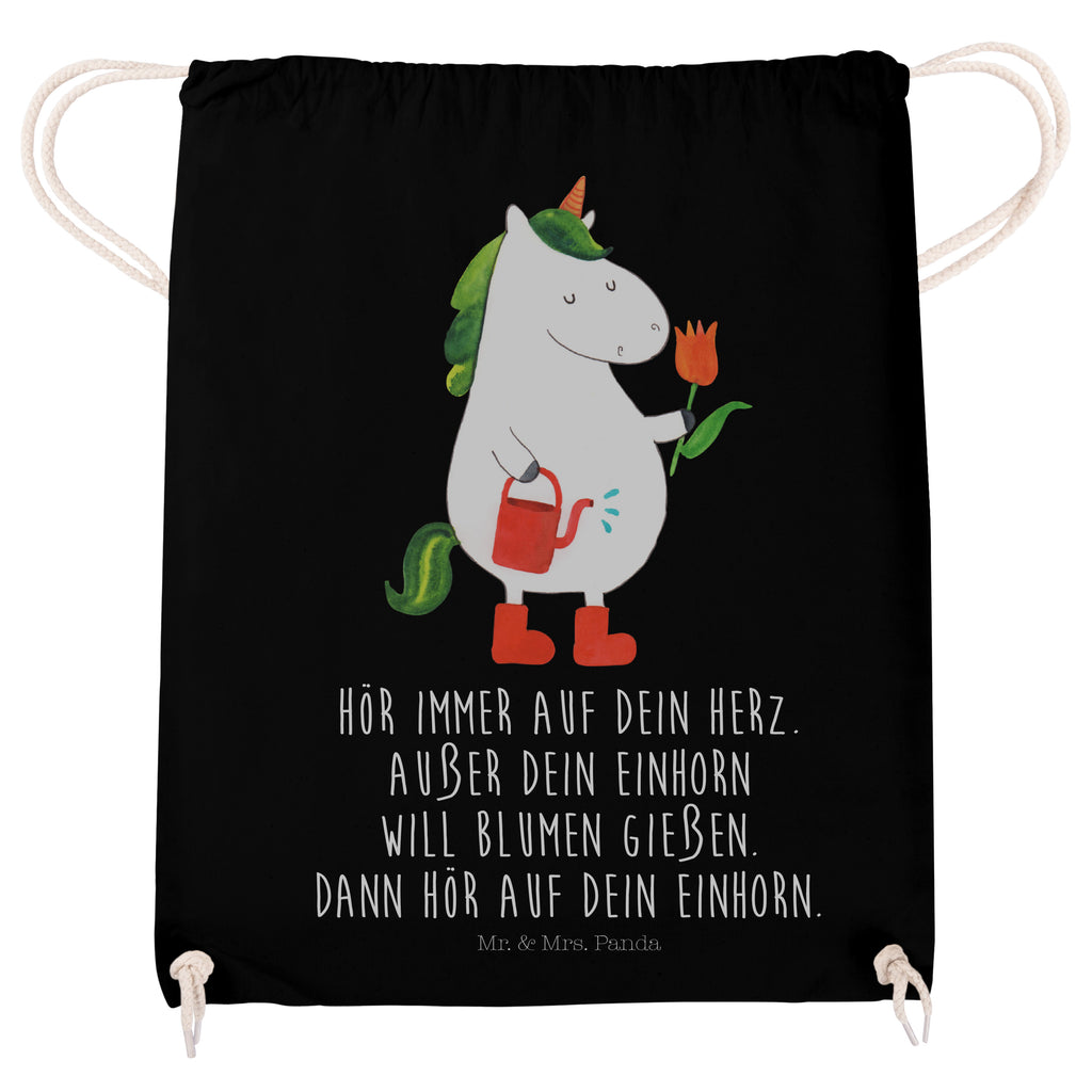 Sportbeutel Einhorn Gärtner Turnbeutel, Beutel, Sporttasche, Tasche, Stoffbeutel, Einhorn, Einhörner, Einhorn Deko, Pegasus, Unicorn, Luftballon, Gießkanne, Giesskanne, Lebenslust, Freude, Blume, Freundin, Garten, Stiefel