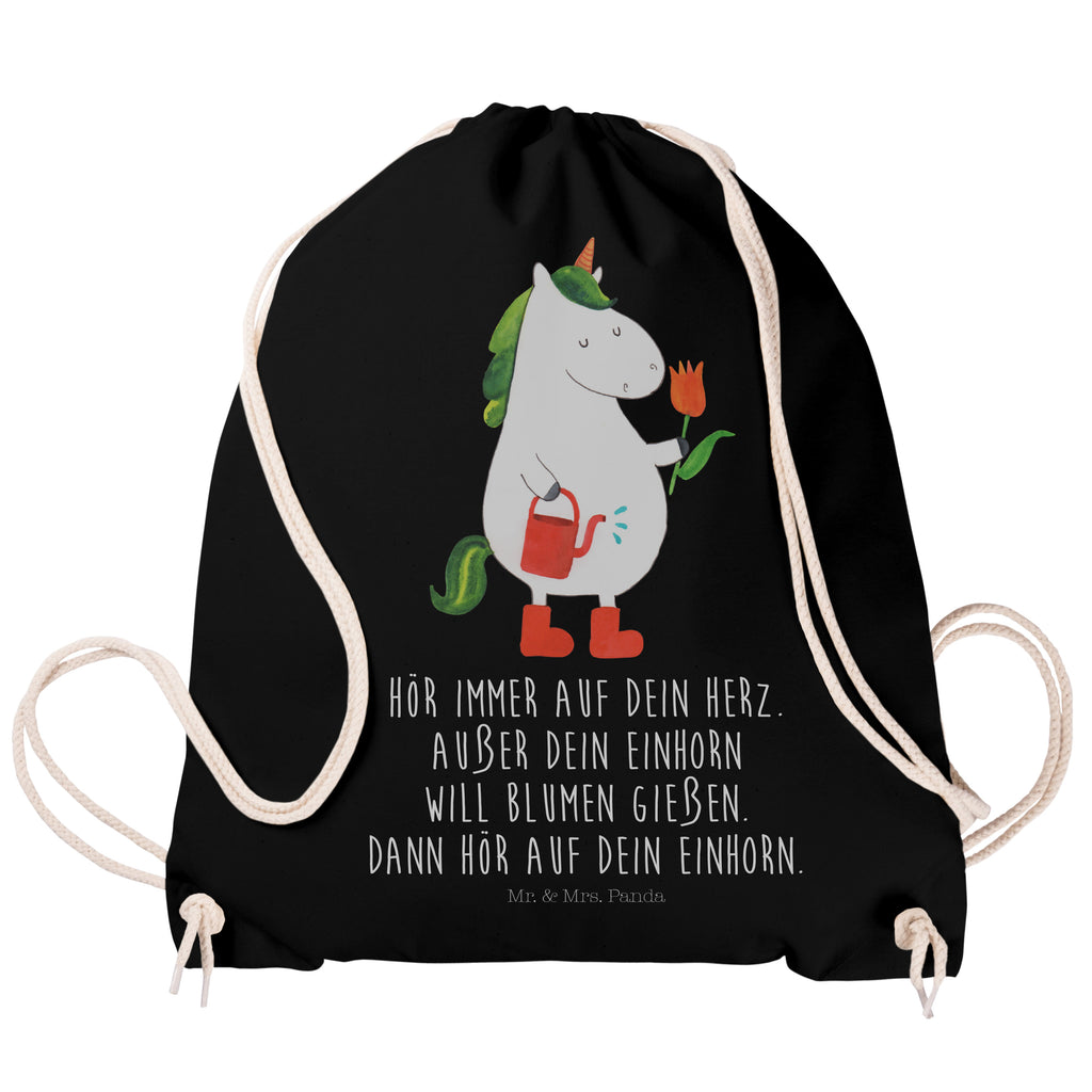 Sportbeutel Einhorn Gärtner Turnbeutel, Beutel, Sporttasche, Tasche, Stoffbeutel, Einhorn, Einhörner, Einhorn Deko, Pegasus, Unicorn, Luftballon, Gießkanne, Giesskanne, Lebenslust, Freude, Blume, Freundin, Garten, Stiefel