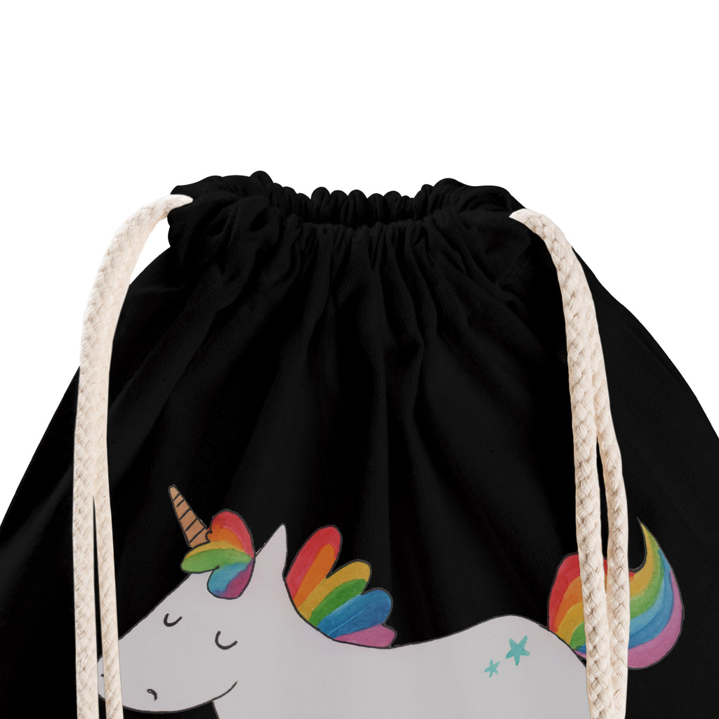 Sportbeutel Einhorn Happy Turnbeutel, Beutel, Sporttasche, Tasche, Stoffbeutel, Einhorn, Einhörner, Einhorn Deko, Pegasus, Unicorn, glücklich, fröhlich, Spaß, Freude, Lebensfreude, witzig, spannend, Lächeln, Lachen