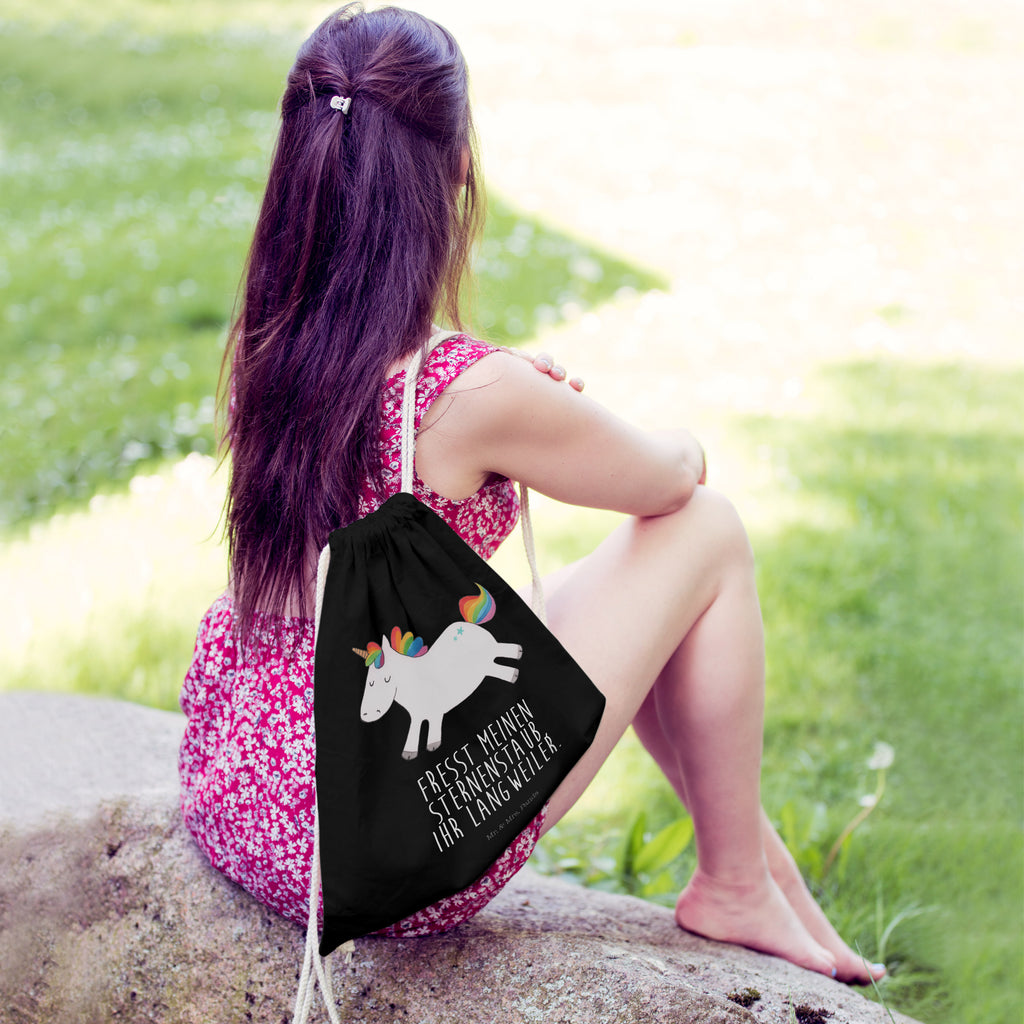 Sportbeutel Einhorn Happy Turnbeutel, Beutel, Sporttasche, Tasche, Stoffbeutel, Einhorn, Einhörner, Einhorn Deko, Pegasus, Unicorn, glücklich, fröhlich, Spaß, Freude, Lebensfreude, witzig, spannend, Lächeln, Lachen