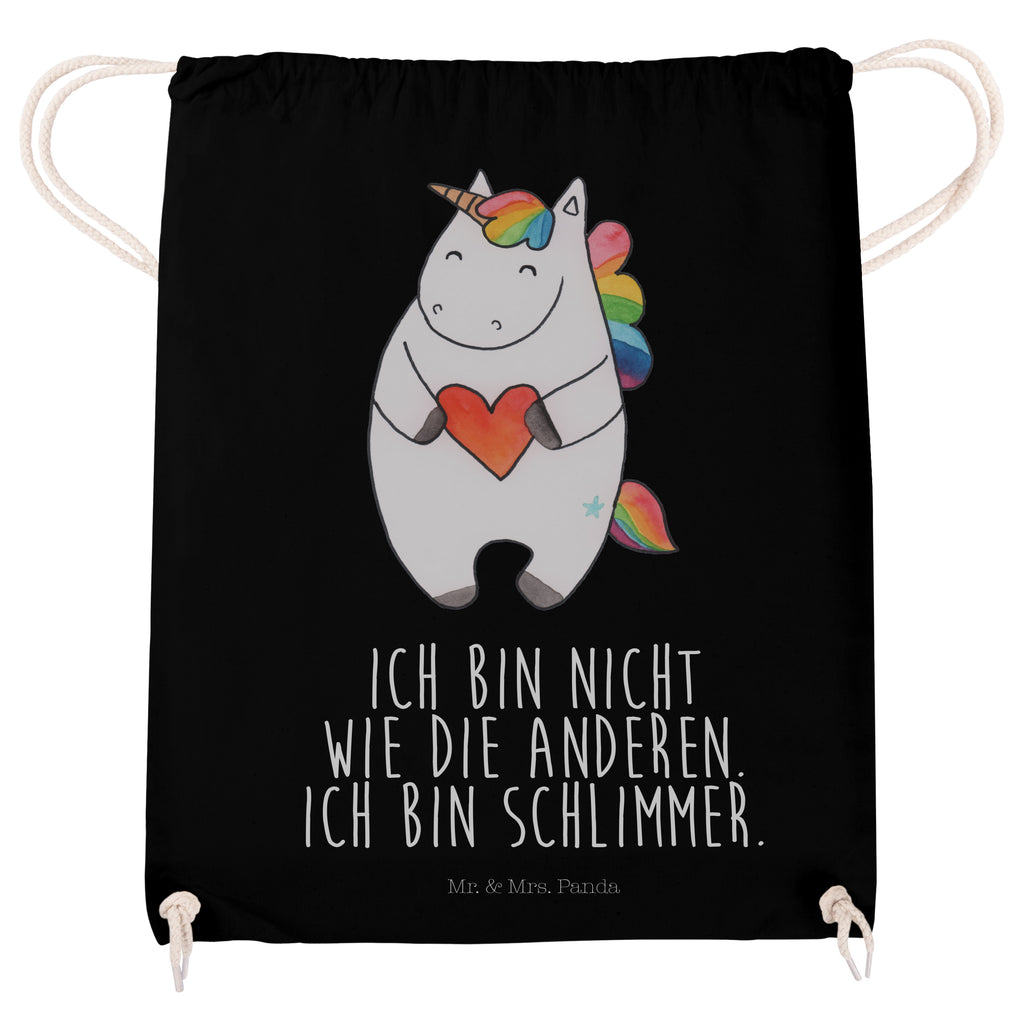 Sportbeutel Einhorn Herz Turnbeutel, Beutel, Sporttasche, Tasche, Stoffbeutel, Einhorn, Einhörner, Einhorn Deko, Pegasus, Unicorn, Herz, schlimm, böse, witzig, lustig, Freundin, anders, bunt
