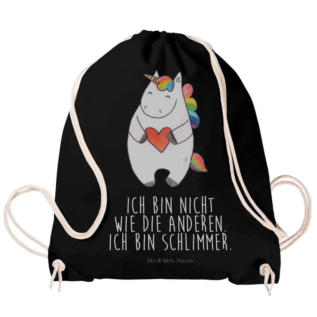Sportbeutel Einhorn Herz Turnbeutel, Beutel, Sporttasche, Tasche, Stoffbeutel, Einhorn, Einhörner, Einhorn Deko, Pegasus, Unicorn, Herz, schlimm, böse, witzig, lustig, Freundin, anders, bunt