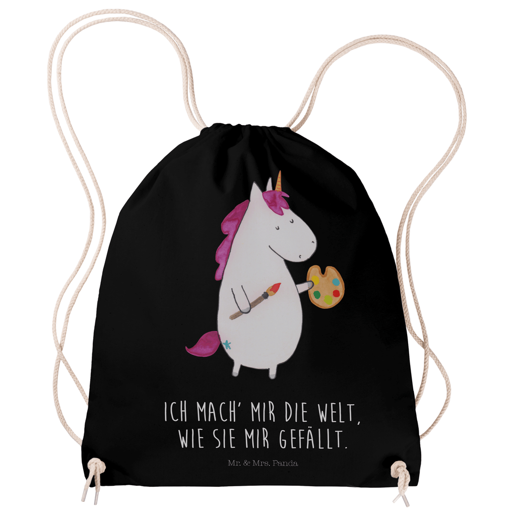 Sportbeutel Einhorn Künstler Turnbeutel, Beutel, Sporttasche, Tasche, Stoffbeutel, Einhorn, Einhörner, Einhorn Deko, Pegasus, Unicorn, Englisch, Künstler, Artist, Malen, Zeichnen, Welt, Farbe, Stift, Pinsel, Geschenk, Maler