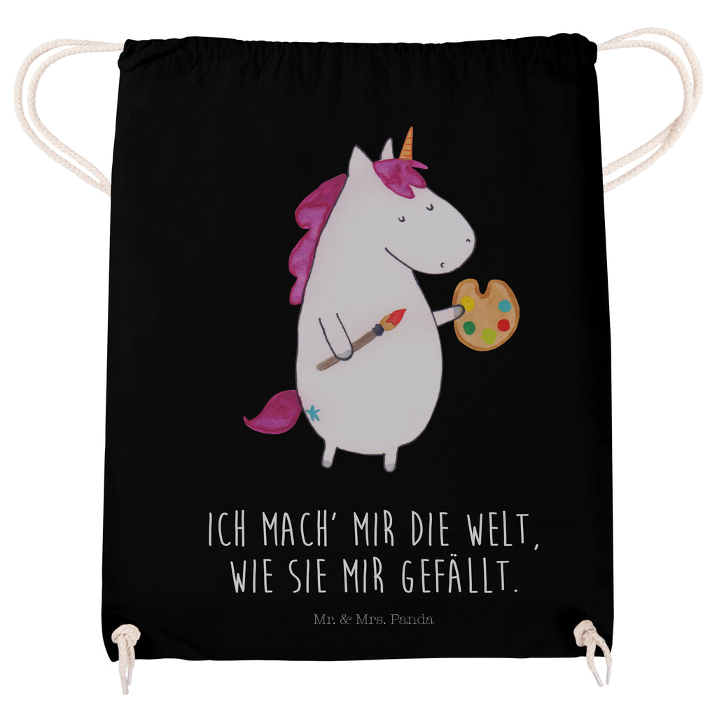 Sportbeutel Einhorn Künstler Turnbeutel, Beutel, Sporttasche, Tasche, Stoffbeutel, Einhorn, Einhörner, Einhorn Deko, Pegasus, Unicorn, Englisch, Künstler, Artist, Malen, Zeichnen, Welt, Farbe, Stift, Pinsel, Geschenk, Maler