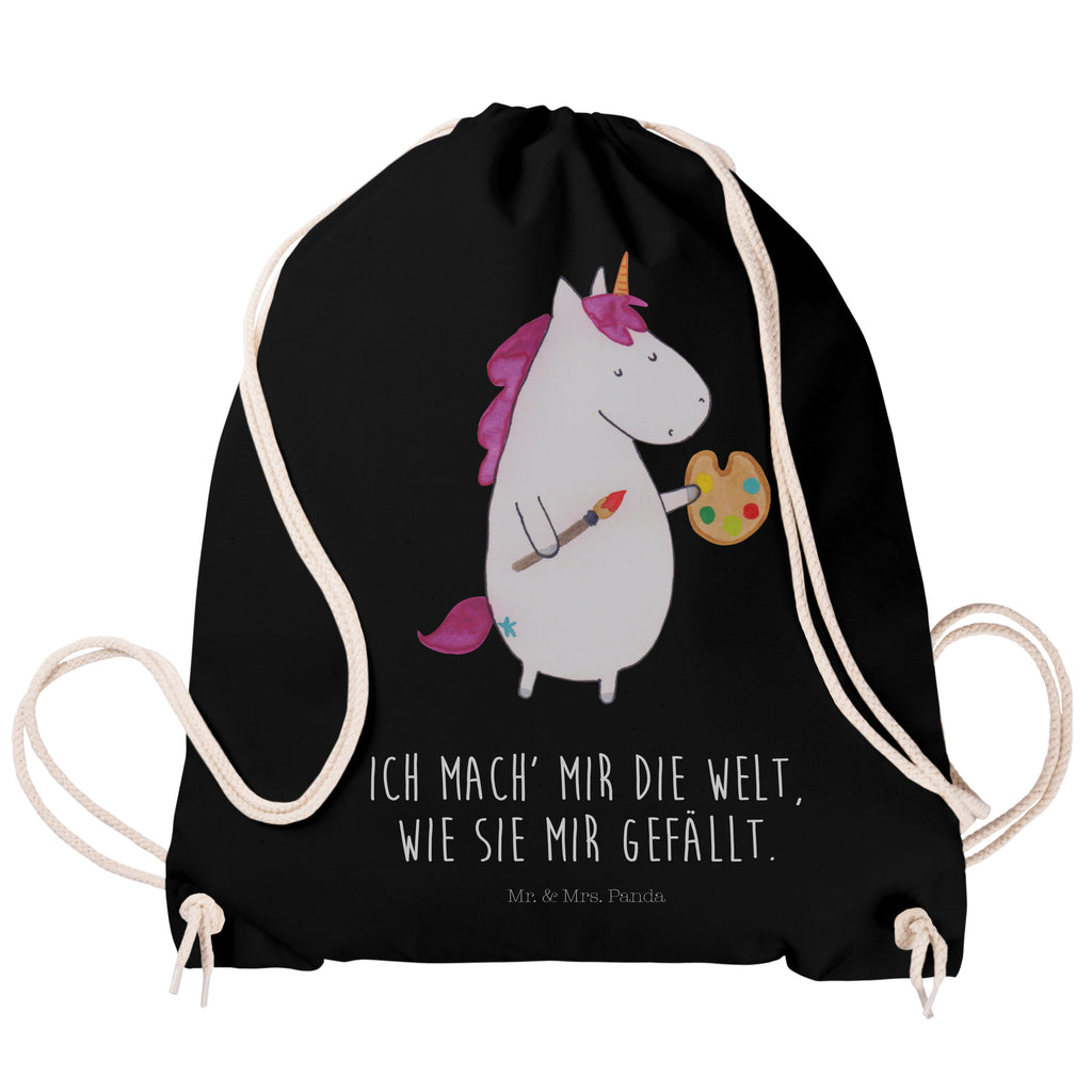 Sportbeutel Einhorn Künstler Turnbeutel, Beutel, Sporttasche, Tasche, Stoffbeutel, Einhorn, Einhörner, Einhorn Deko, Pegasus, Unicorn, Englisch, Künstler, Artist, Malen, Zeichnen, Welt, Farbe, Stift, Pinsel, Geschenk, Maler