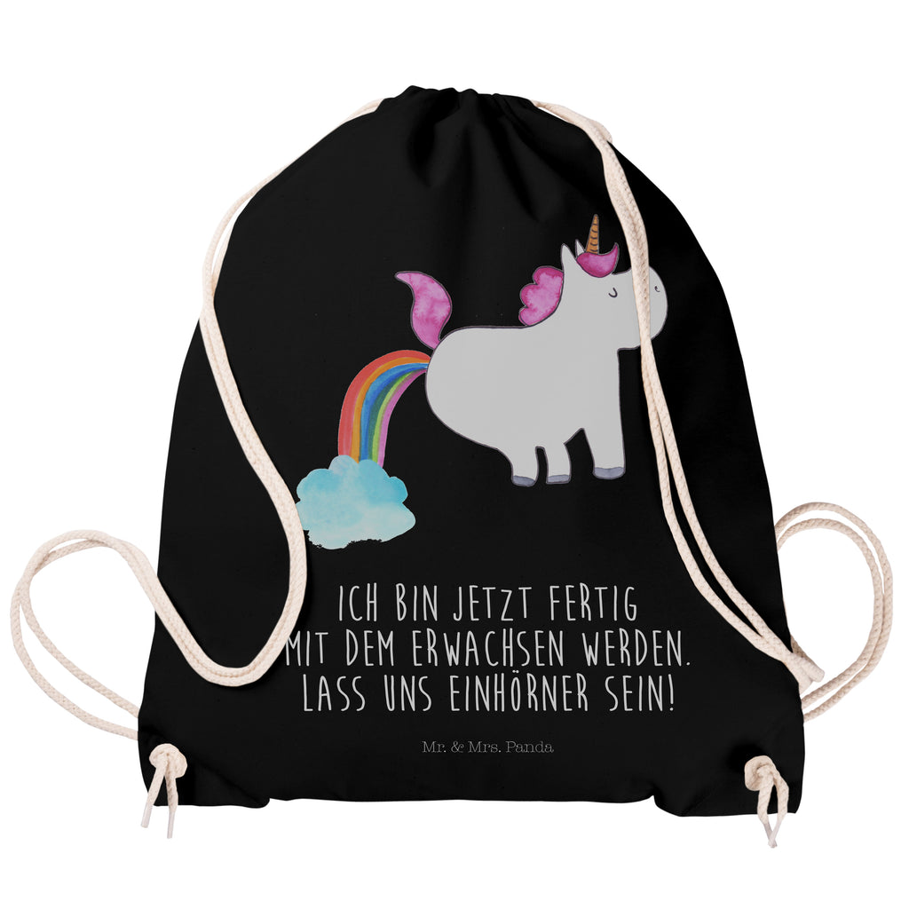 Sportbeutel Einhorn Pupsend Turnbeutel, Beutel, Sporttasche, Tasche, Stoffbeutel, Einhorn, Einhörner, Einhorn Deko, Pegasus, Unicorn, Pups, Regenbogen, Glitzer, Einhornpower, Erwachsenwerden, Spaß, lustig, Freundin