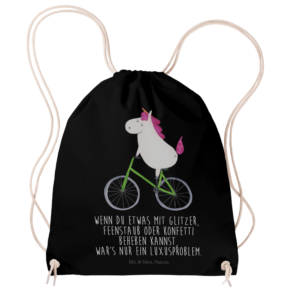 Sportbeutel Einhorn Radfahrer Turnbeutel, Beutel, Sporttasche, Tasche, Stoffbeutel, Einhorn, Einhörner, Einhorn Deko, Pegasus, Unicorn, Radfahren, Radfahrer, Rad, Bike, Feenstaub, Konfetti, Luxusproblem, Kummer, Liebeskummer