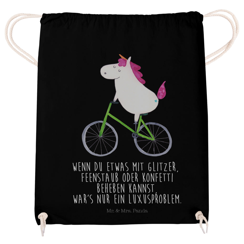 Sportbeutel Einhorn Radfahrer Turnbeutel, Beutel, Sporttasche, Tasche, Stoffbeutel, Einhorn, Einhörner, Einhorn Deko, Pegasus, Unicorn, Radfahren, Radfahrer, Rad, Bike, Feenstaub, Konfetti, Luxusproblem, Kummer, Liebeskummer