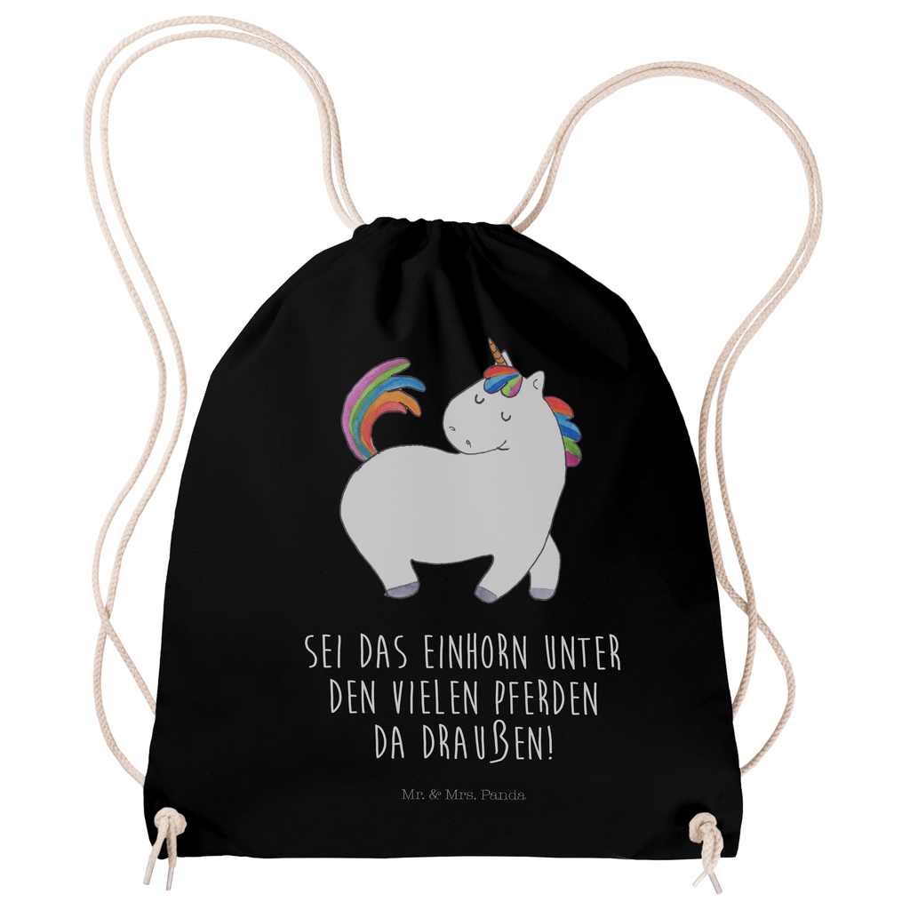 Sportbeutel Einhorn stolzierend Turnbeutel, Beutel, Sporttasche, Tasche, Stoffbeutel, Einhorn, Einhörner, Einhorn Deko, Pegasus, Unicorn, stolz, anders, bunt, Pferd, Reiter, Reiten, Freundin, Geschenk