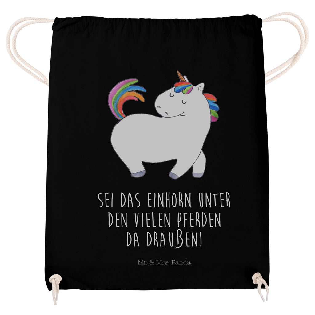 Sportbeutel Einhorn stolzierend Turnbeutel, Beutel, Sporttasche, Tasche, Stoffbeutel, Einhorn, Einhörner, Einhorn Deko, Pegasus, Unicorn, stolz, anders, bunt, Pferd, Reiter, Reiten, Freundin, Geschenk