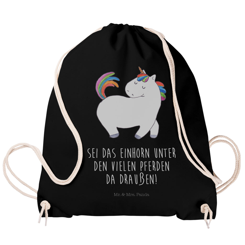 Sportbeutel Einhorn stolzierend Turnbeutel, Beutel, Sporttasche, Tasche, Stoffbeutel, Einhorn, Einhörner, Einhorn Deko, Pegasus, Unicorn, stolz, anders, bunt, Pferd, Reiter, Reiten, Freundin, Geschenk