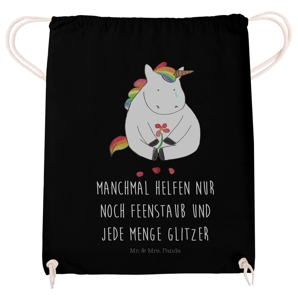Sportbeutel Einhorn Traurig Turnbeutel, Beutel, Sporttasche, Tasche, Stoffbeutel, Einhorn, Einhörner, Einhorn Deko, Pegasus, Unicorn, Glitzer, Trösten. Freundschaft, Freunde, Liebe, Trauer, Grußkarte, Blume