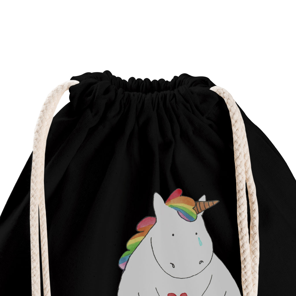 Sportbeutel Einhorn Traurig Turnbeutel, Beutel, Sporttasche, Tasche, Stoffbeutel, Einhorn, Einhörner, Einhorn Deko, Pegasus, Unicorn, Glitzer, Trösten. Freundschaft, Freunde, Liebe, Trauer, Grußkarte, Blume