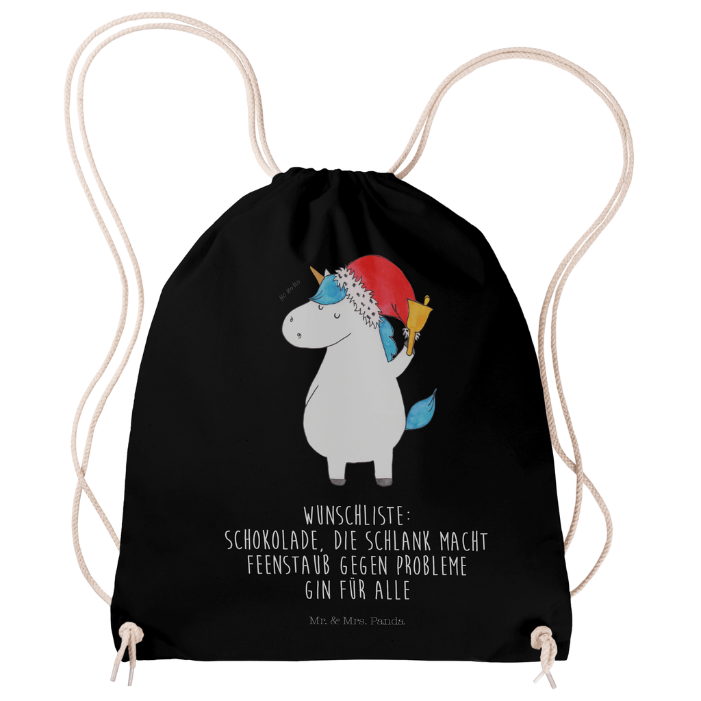 Sportbeutel Einhorn Weihnachtsmann Turnbeutel, Beutel, Sporttasche, Tasche, Stoffbeutel, Einhorn, Einhörner, Einhorn Deko, Pegasus, Unicorn, Gin, Schokolade, Schoki, Weihnachten, Weihnachtsmann, Nikolaus, Wunschzettel, Wunschliste, Feenstaub