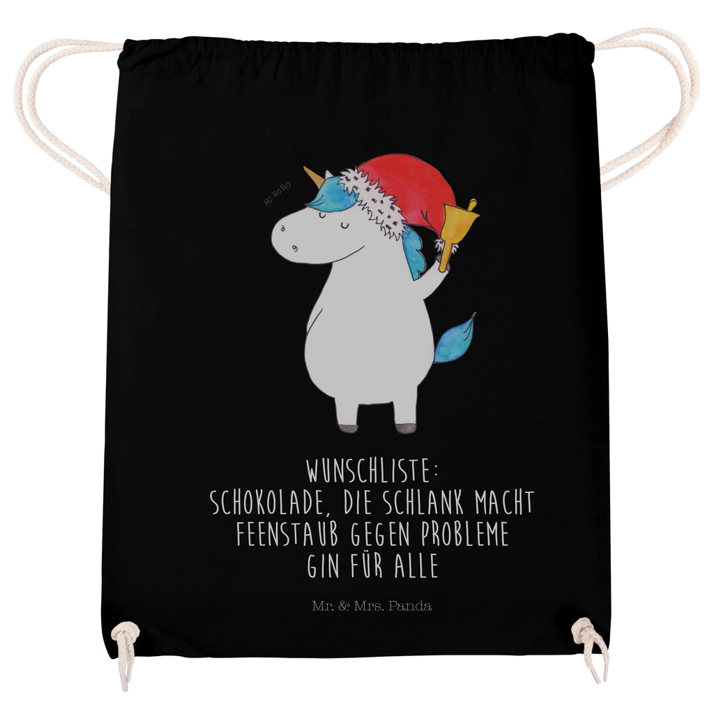 Sportbeutel Einhorn Weihnachtsmann Turnbeutel, Beutel, Sporttasche, Tasche, Stoffbeutel, Einhorn, Einhörner, Einhorn Deko, Pegasus, Unicorn, Gin, Schokolade, Schoki, Weihnachten, Weihnachtsmann, Nikolaus, Wunschzettel, Wunschliste, Feenstaub