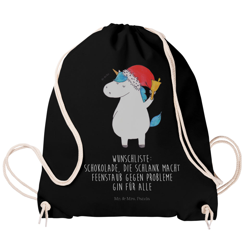 Sportbeutel Einhorn Weihnachtsmann Turnbeutel, Beutel, Sporttasche, Tasche, Stoffbeutel, Einhorn, Einhörner, Einhorn Deko, Pegasus, Unicorn, Gin, Schokolade, Schoki, Weihnachten, Weihnachtsmann, Nikolaus, Wunschzettel, Wunschliste, Feenstaub
