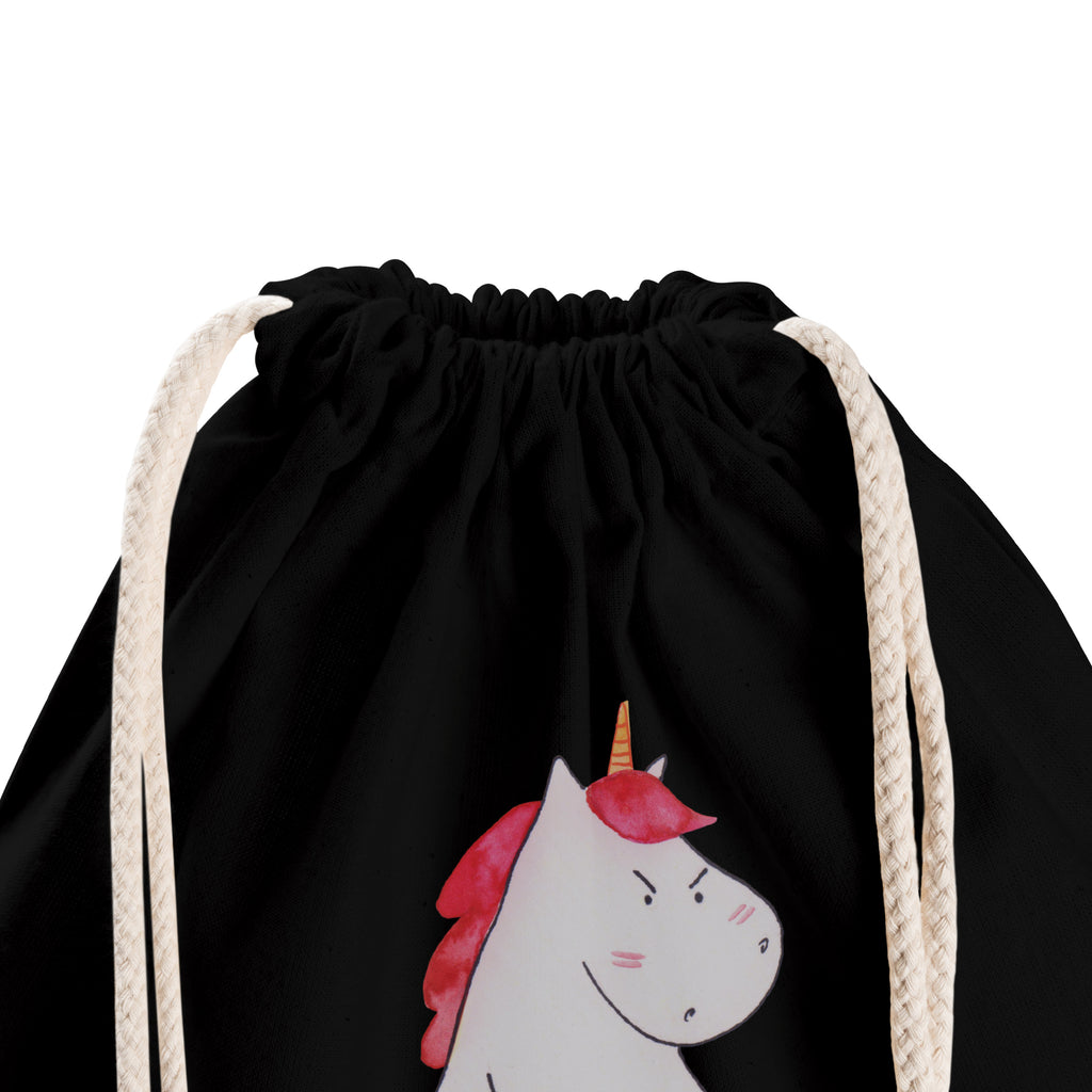 Sportbeutel Einhorn wütend Turnbeutel, Beutel, Sporttasche, Tasche, Stoffbeutel, Einhorn, Einhörner, Einhorn Deko, Pegasus, Unicorn, Realität, Ansage, lustlos, nein, Büro, Arbeit, wütend, dumme Fragen, lustig, Spaß, Geschenk