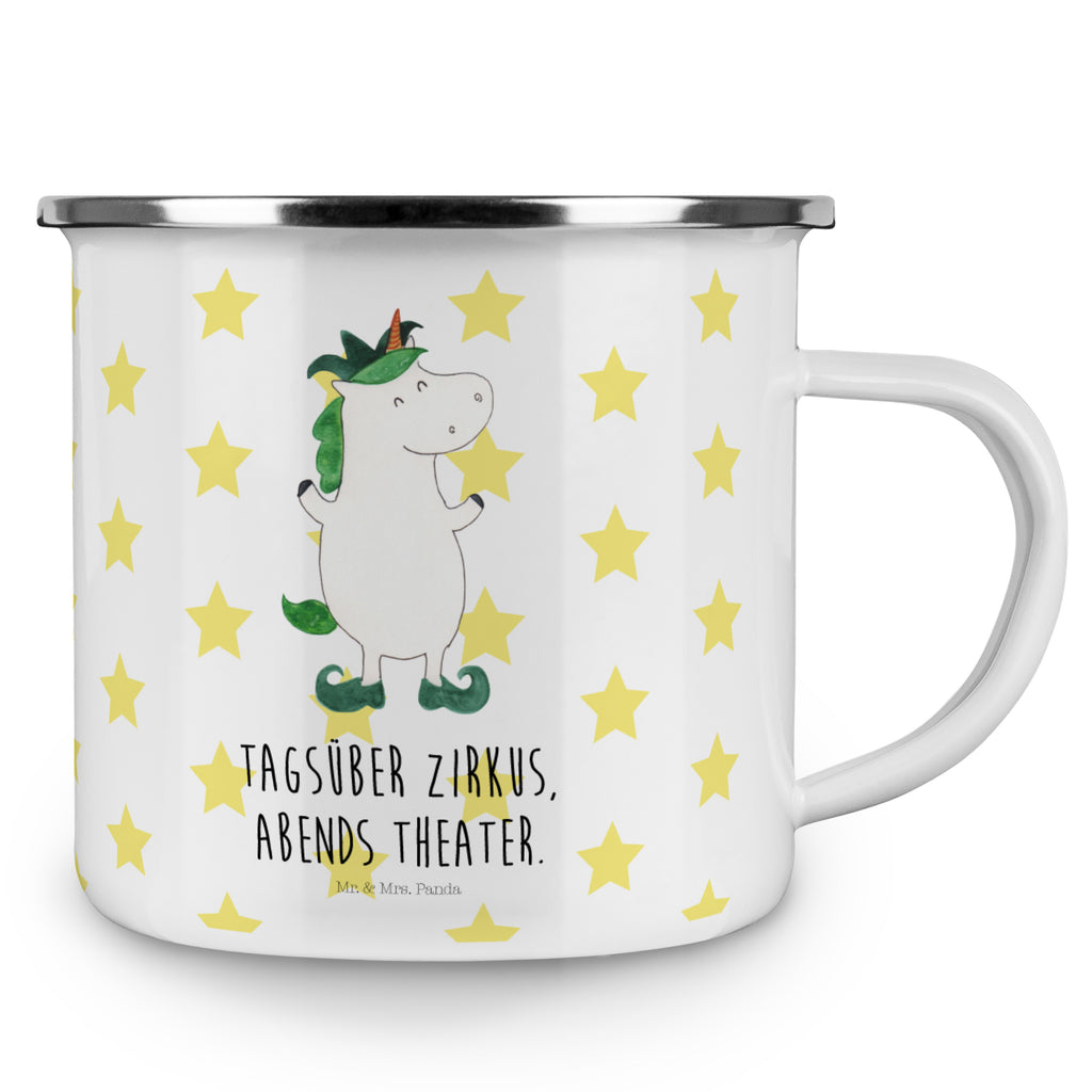Camping Emaille Tasse Einhorn Joker Campingtasse, Trinkbecher, Metalltasse, Outdoor Tasse, Emaille Trinkbecher, Blechtasse Outdoor, Emaille Campingbecher, Edelstahl Trinkbecher, Metalltasse für Camping, Kaffee Blechtasse, Camping Tasse Metall, Einhorn, Einhörner, Einhorn Deko, Pegasus, Unicorn, Hofnarr, Kasper, Gaukler, Mittelalter