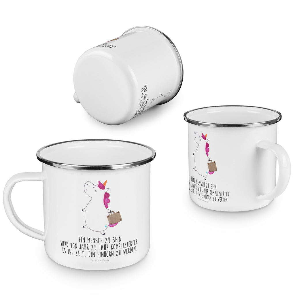 Camping Emaille Tasse Einhorn Koffer Campingtasse, Trinkbecher, Metalltasse, Outdoor Tasse, Emaille Trinkbecher, Blechtasse Outdoor, Emaille Campingbecher, Edelstahl Trinkbecher, Metalltasse für Camping, Kaffee Blechtasse, Camping Tasse Metall, Einhorn, Einhörner, Einhorn Deko, Pegasus, Unicorn, unicorn, Koffer, Verreisen, Reise, Gepäck, Abenteuer, Erwachsen, Kind, albern, Spaß, lustig, witzig