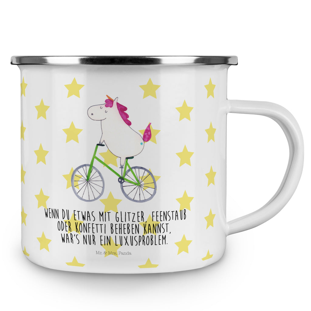Camping Emaille Tasse Einhorn Radfahrer Campingtasse, Trinkbecher, Metalltasse, Outdoor Tasse, Emaille Trinkbecher, Blechtasse Outdoor, Emaille Campingbecher, Edelstahl Trinkbecher, Metalltasse für Camping, Kaffee Blechtasse, Camping Tasse Metall, Einhorn, Einhörner, Einhorn Deko, Pegasus, Unicorn, Radfahren, Radfahrer, Rad, Bike, Feenstaub, Konfetti, Luxusproblem, Kummer, Liebeskummer
