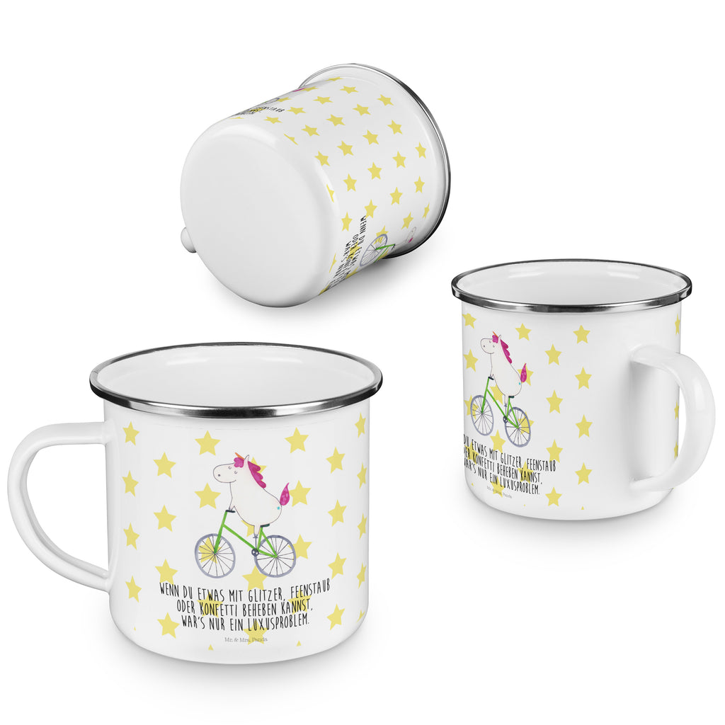 Camping Emaille Tasse Einhorn Radfahrer Campingtasse, Trinkbecher, Metalltasse, Outdoor Tasse, Emaille Trinkbecher, Blechtasse Outdoor, Emaille Campingbecher, Edelstahl Trinkbecher, Metalltasse für Camping, Kaffee Blechtasse, Camping Tasse Metall, Einhorn, Einhörner, Einhorn Deko, Pegasus, Unicorn, Radfahren, Radfahrer, Rad, Bike, Feenstaub, Konfetti, Luxusproblem, Kummer, Liebeskummer