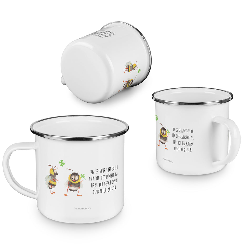 Camping Emaille Tasse Hummeln mit Kleeblatt Campingtasse, Trinkbecher, Metalltasse, Outdoor Tasse, Emaille Trinkbecher, Blechtasse Outdoor, Emaille Campingbecher, Edelstahl Trinkbecher, Metalltasse für Camping, Kaffee Blechtasse, Camping Tasse Metall, Tiermotive, Gute Laune, lustige Sprüche, Tiere, Hummel, Biene, Spruch positiv, Biene Deko, Spruch schön, glücklich sein, glücklich werden, Spruch fröhlich