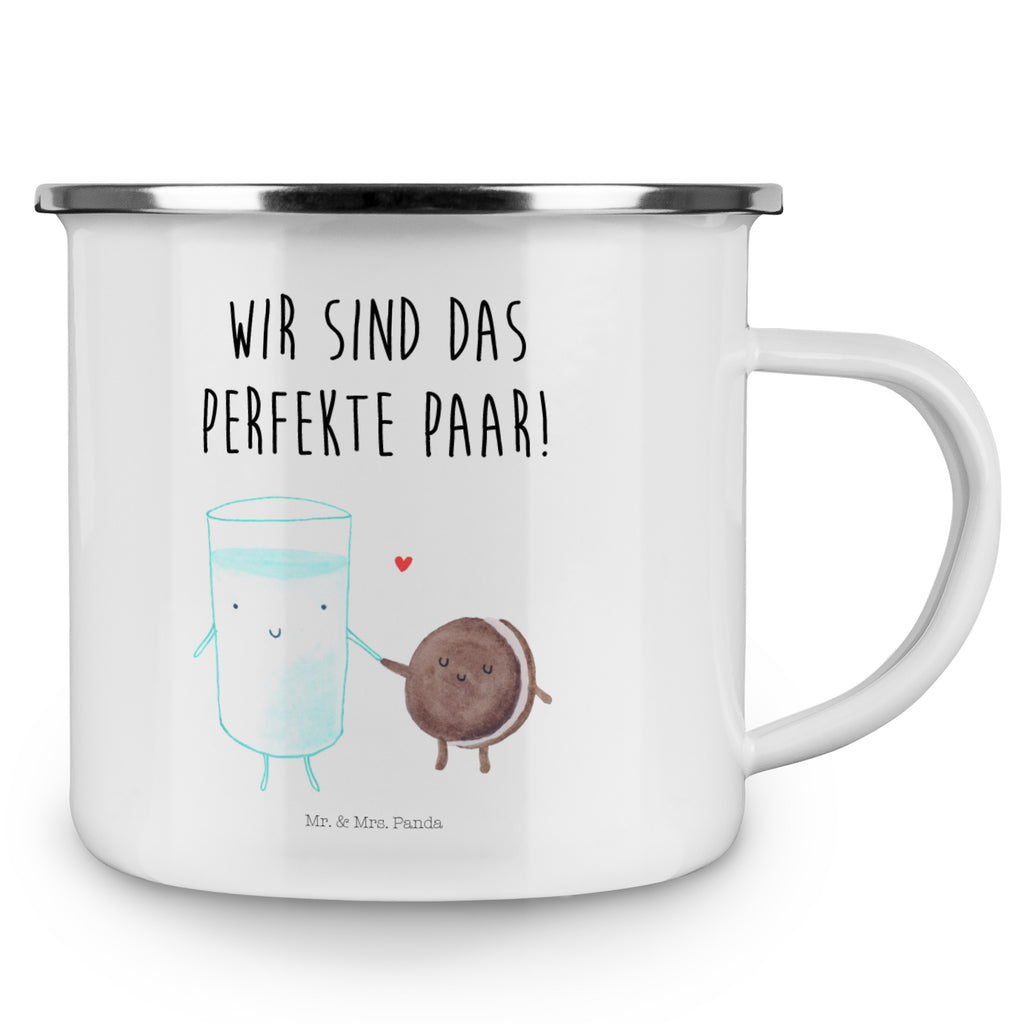 Camping Emaille Tasse Milch & Keks Campingtasse, Trinkbecher, Metalltasse, Outdoor Tasse, Emaille Trinkbecher, Blechtasse Outdoor, Emaille Campingbecher, Edelstahl Trinkbecher, Metalltasse für Camping, Kaffee Blechtasse, Camping Tasse Metall, Tiermotive, Gute Laune, lustige Sprüche, Tiere, Milk, Cookie, Milch, Keks, Kekse, Kaffee, Einladung Frühstück, Motiv süß, romantisch, perfektes Paar