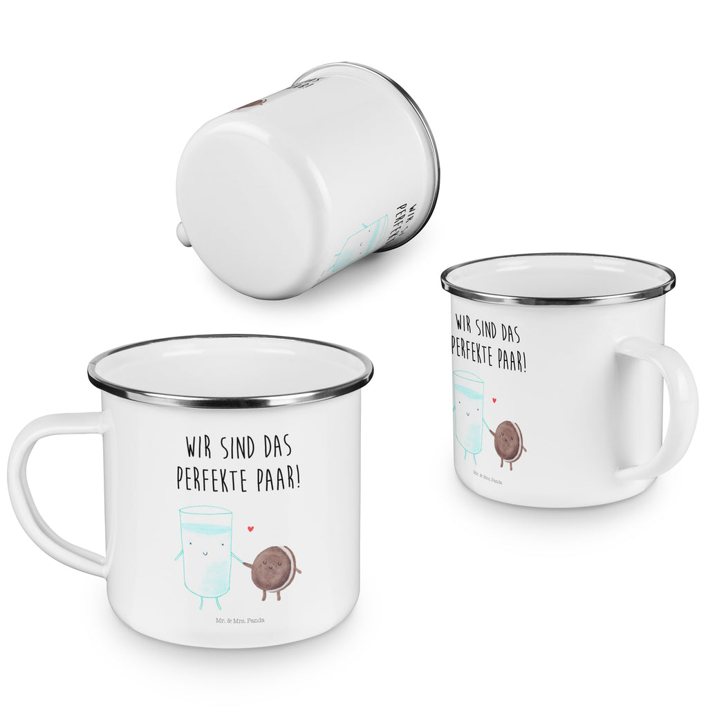 Camping Emaille Tasse Milch & Keks Campingtasse, Trinkbecher, Metalltasse, Outdoor Tasse, Emaille Trinkbecher, Blechtasse Outdoor, Emaille Campingbecher, Edelstahl Trinkbecher, Metalltasse für Camping, Kaffee Blechtasse, Camping Tasse Metall, Tiermotive, Gute Laune, lustige Sprüche, Tiere, Milk, Cookie, Milch, Keks, Kekse, Kaffee, Einladung Frühstück, Motiv süß, romantisch, perfektes Paar