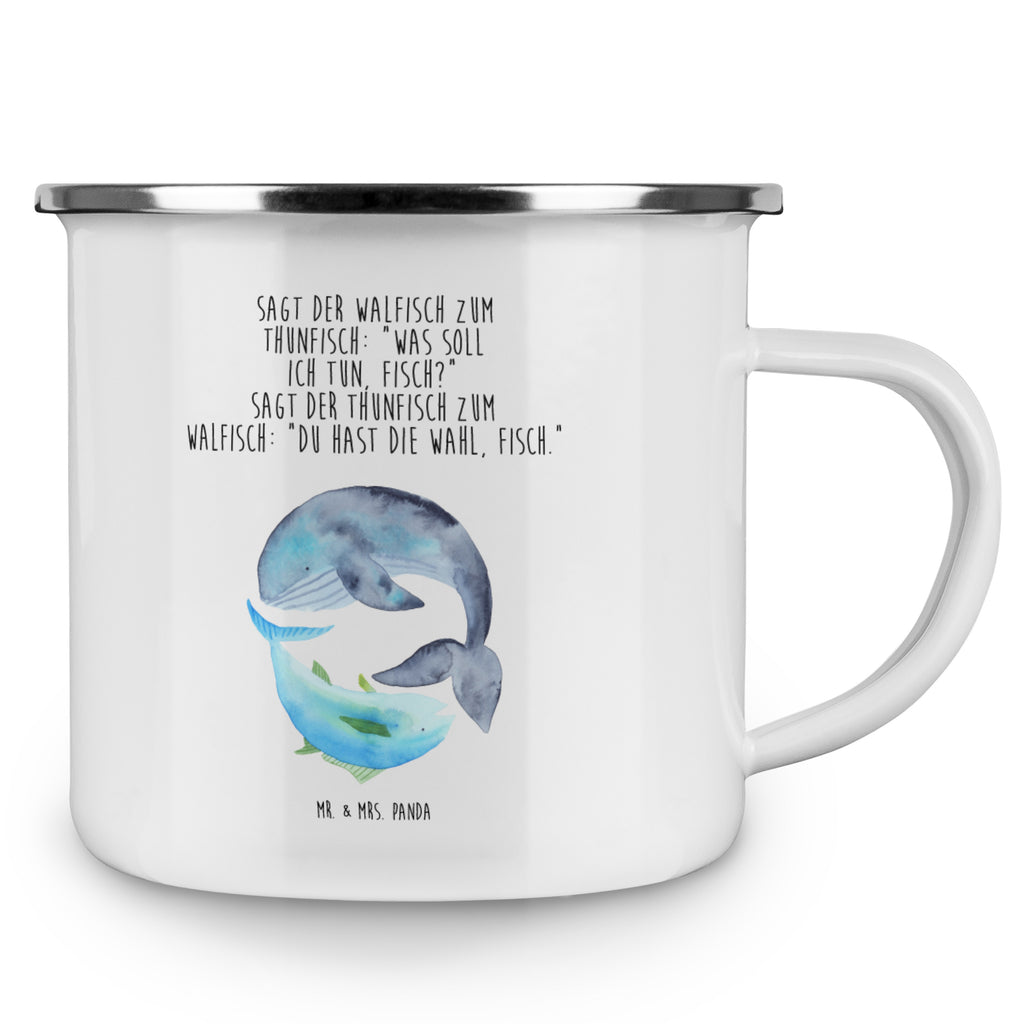 Camping Emaille Tasse Walfisch & Thunfisch Campingtasse, Trinkbecher, Metalltasse, Outdoor Tasse, Emaille Trinkbecher, Blechtasse Outdoor, Emaille Campingbecher, Edelstahl Trinkbecher, Metalltasse für Camping, Kaffee Blechtasse, Camping Tasse Metall, Tiermotive, Gute Laune, lustige Sprüche, Tiere, Wal, Wahl, Tunfisch, Wortwitz lustig, Spruch lustig, Flachwitz, Witz, Spruch des Tages, Flachwitz Geschenk
