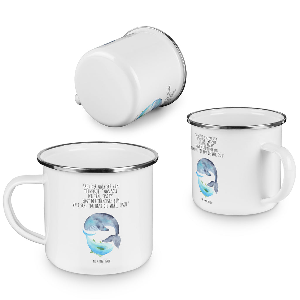 Camping Emaille Tasse Walfisch & Thunfisch Campingtasse, Trinkbecher, Metalltasse, Outdoor Tasse, Emaille Trinkbecher, Blechtasse Outdoor, Emaille Campingbecher, Edelstahl Trinkbecher, Metalltasse für Camping, Kaffee Blechtasse, Camping Tasse Metall, Tiermotive, Gute Laune, lustige Sprüche, Tiere, Wal, Wahl, Tunfisch, Wortwitz lustig, Spruch lustig, Flachwitz, Witz, Spruch des Tages, Flachwitz Geschenk