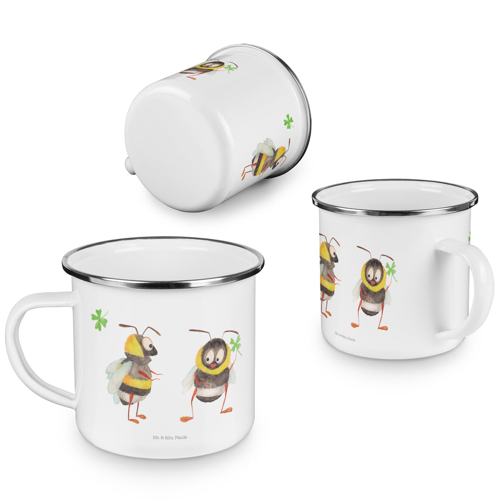 Camping Emaille Tasse Hummeln mit Kleeblatt Campingtasse, Trinkbecher, Metalltasse, Outdoor Tasse, Emaille Trinkbecher, Blechtasse Outdoor, Emaille Campingbecher, Edelstahl Trinkbecher, Metalltasse für Camping, Kaffee Blechtasse, Camping Tasse Metall, Tiermotive, Gute Laune, lustige Sprüche, Tiere, Hummel, Biene, Spruch positiv, Biene Deko, Spruch schön, glücklich sein, glücklich werden, Spruch fröhlich
