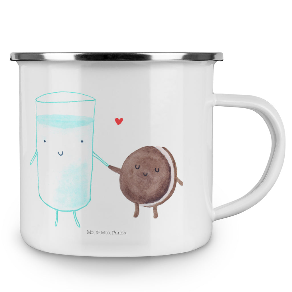 Camping Emaille Tasse Milch & Keks Campingtasse, Trinkbecher, Metalltasse, Outdoor Tasse, Emaille Trinkbecher, Blechtasse Outdoor, Emaille Campingbecher, Edelstahl Trinkbecher, Metalltasse für Camping, Kaffee Blechtasse, Camping Tasse Metall, Tiermotive, Gute Laune, lustige Sprüche, Tiere, Milk, Cookie, Milch, Keks, Kekse, Kaffee, Einladung Frühstück, Motiv süß, romantisch, perfektes Paar