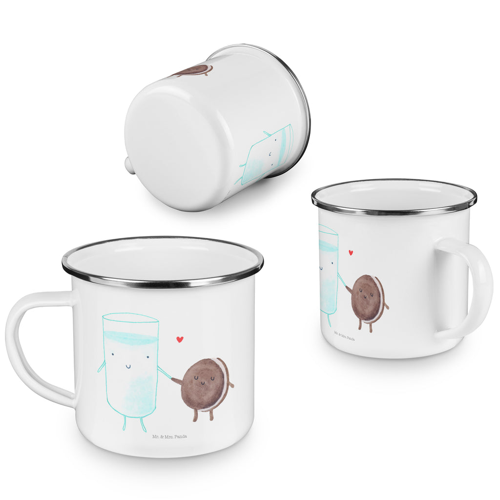 Camping Emaille Tasse Milch & Keks Campingtasse, Trinkbecher, Metalltasse, Outdoor Tasse, Emaille Trinkbecher, Blechtasse Outdoor, Emaille Campingbecher, Edelstahl Trinkbecher, Metalltasse für Camping, Kaffee Blechtasse, Camping Tasse Metall, Tiermotive, Gute Laune, lustige Sprüche, Tiere, Milk, Cookie, Milch, Keks, Kekse, Kaffee, Einladung Frühstück, Motiv süß, romantisch, perfektes Paar