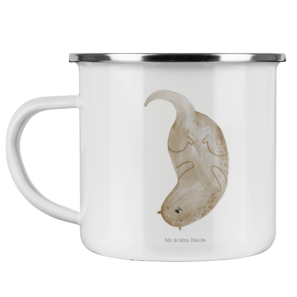 Camping Emaille Tasse Otter kopfüber Campingtasse, Trinkbecher, Metalltasse, Outdoor Tasse, Emaille Trinkbecher, Blechtasse Outdoor, Emaille Campingbecher, Edelstahl Trinkbecher, Metalltasse für Camping, Kaffee Blechtasse, Camping Tasse Metall, Otter, Fischotter, Seeotter, Otter Seeotter See Otter