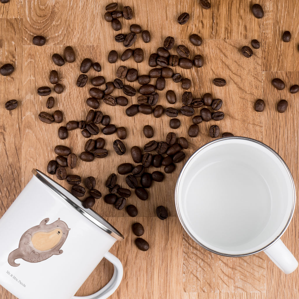 Camping Emaille Tasse Otter Umarmen Campingtasse, Trinkbecher, Metalltasse, Outdoor Tasse, Emaille Trinkbecher, Blechtasse Outdoor, Emaille Campingbecher, Edelstahl Trinkbecher, Metalltasse für Camping, Kaffee Blechtasse, Camping Tasse Metall, Otter, Fischotter, Seeotter, Otter Seeotter See Otter