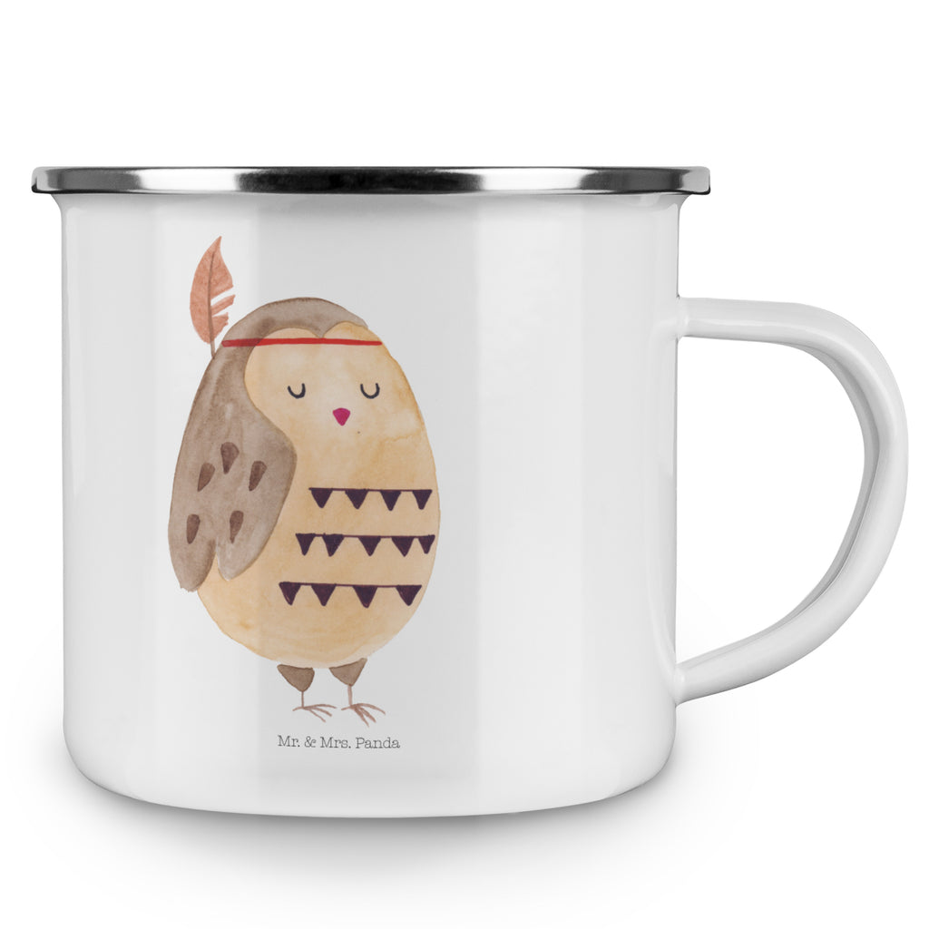 Camping Emaille Tasse Eule Federschmuck Campingtasse, Trinkbecher, Metalltasse, Outdoor Tasse, Emaille Trinkbecher, Blechtasse Outdoor, Emaille Campingbecher, Edelstahl Trinkbecher, Metalltasse für Camping, Kaffee Blechtasse, Camping Tasse Metall, Eule, Eule Deko, Owl, Das Leben ist ein Abenteuer, Reisespruch, Federschmuck, Dekoration