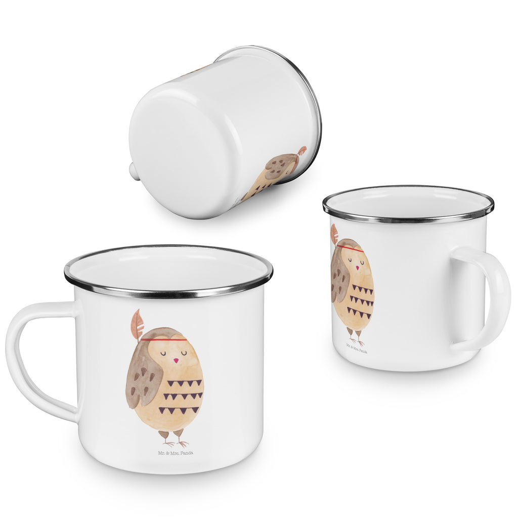 Camping Emaille Tasse Eule Federschmuck Campingtasse, Trinkbecher, Metalltasse, Outdoor Tasse, Emaille Trinkbecher, Blechtasse Outdoor, Emaille Campingbecher, Edelstahl Trinkbecher, Metalltasse für Camping, Kaffee Blechtasse, Camping Tasse Metall, Eule, Eule Deko, Owl, Das Leben ist ein Abenteuer, Reisespruch, Federschmuck, Dekoration