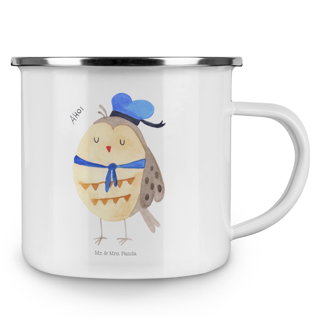 Camping Emaille Tasse Eule Matrosen Campingtasse, Trinkbecher, Metalltasse, Outdoor Tasse, Emaille Trinkbecher, Blechtasse Outdoor, Emaille Campingbecher, Edelstahl Trinkbecher, Metalltasse für Camping, Kaffee Blechtasse, Camping Tasse Metall, Eule, Eule Spruch, Eule Deko, Owl, Wortspiel lustig, Matrose, Freundin, Ehe, Seefahrer, Heimathafen, Hochzeitstag Geschenk
