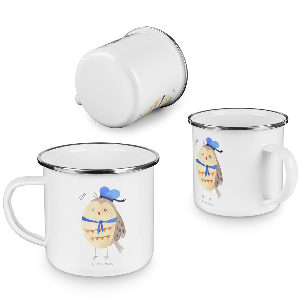 Camping Emaille Tasse Eule Matrosen Campingtasse, Trinkbecher, Metalltasse, Outdoor Tasse, Emaille Trinkbecher, Blechtasse Outdoor, Emaille Campingbecher, Edelstahl Trinkbecher, Metalltasse für Camping, Kaffee Blechtasse, Camping Tasse Metall, Eule, Eule Spruch, Eule Deko, Owl, Wortspiel lustig, Matrose, Freundin, Ehe, Seefahrer, Heimathafen, Hochzeitstag Geschenk