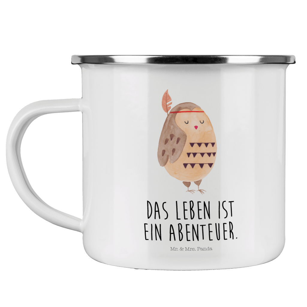 Camping Emaille Tasse Eule Federschmuck Campingtasse, Trinkbecher, Metalltasse, Outdoor Tasse, Emaille Trinkbecher, Blechtasse Outdoor, Emaille Campingbecher, Edelstahl Trinkbecher, Metalltasse für Camping, Kaffee Blechtasse, Camping Tasse Metall, Eule, Eule Deko, Owl, Das Leben ist ein Abenteuer, Reisespruch, Federschmuck, Dekoration
